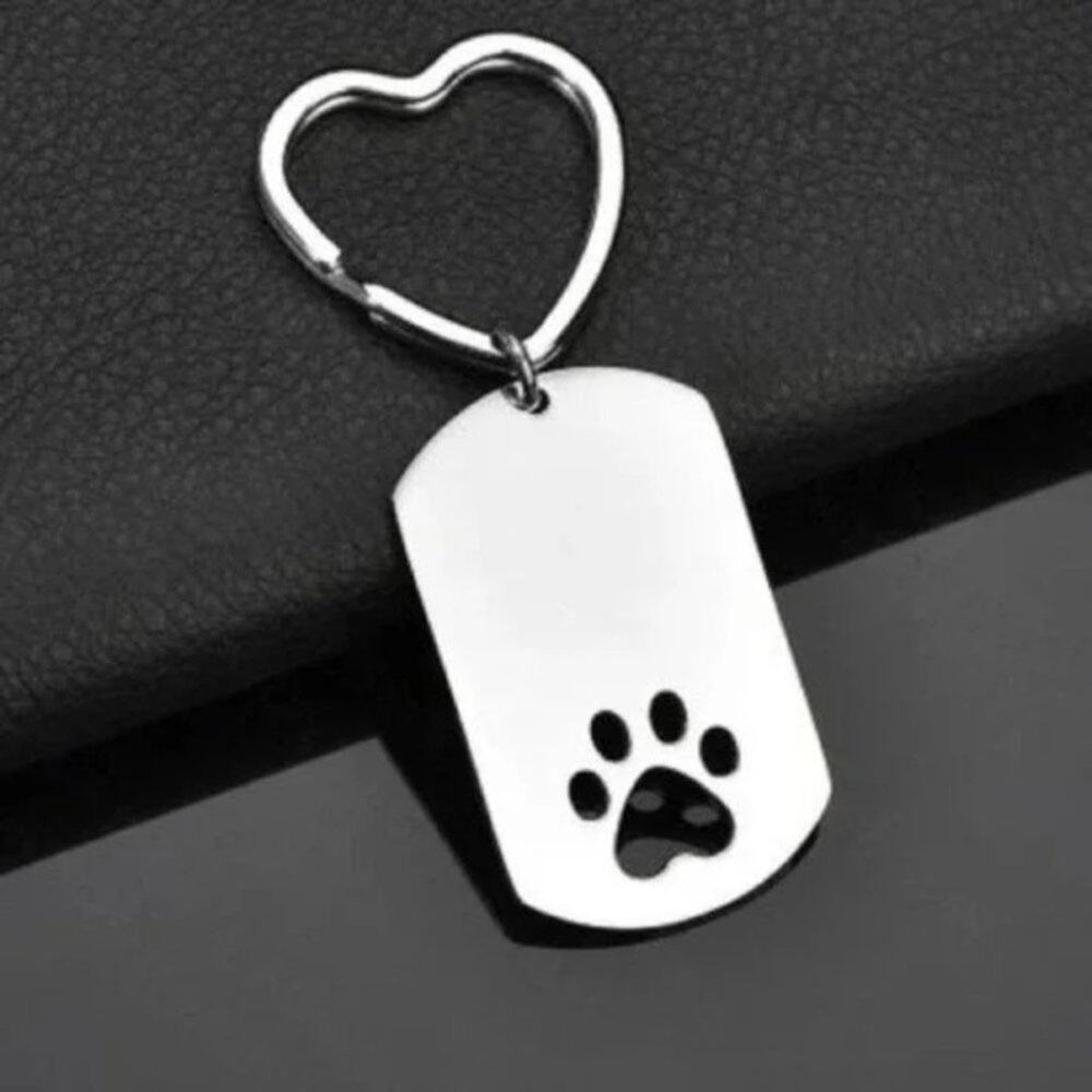 Pet Lover Paw Print A True Friend Dog Mom Cat Mom Gift Silver Keychain A0143